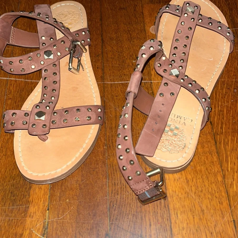 Vince Camuto Studded Brown/Tan Strappy Sandals